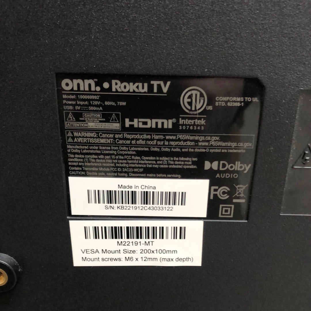onn. Roku 43" 100069992 65 FHD LED1080p Smart TV (2021)